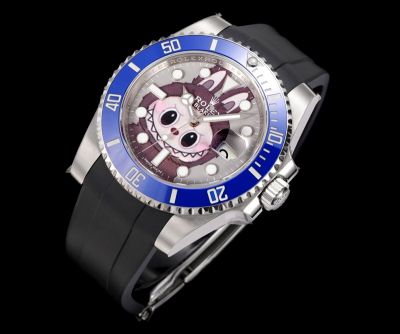 Clean Factory Rolex & Labubu Submariner 40mm 3135 Movement 904L Steel White Gold Oysterflex Strap Watch